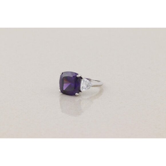 Sterling Silver Purple and White Cubic Zirconia Ring Size 6 - Picture 5 of 7